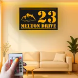 LED Mountain Address Sign | Backlit Metal House Numbers | Personalized Outdoor Decor for Rustic & Modern Homes | Housewarming Gift