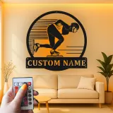 Personalisierte LED-Schild für Eisschnellläufer | Individuelle Metall-Wandkunst für Eiskunstläufer | Geschenk für Sportlerzimmer