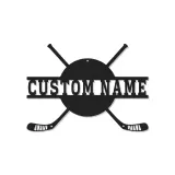 Personalisierte Hockey Namensschild | LED Metall-Wandkunst für das Spielzimmer | Individuelle Sportdekoration | Geschenk für Hockeyspieler