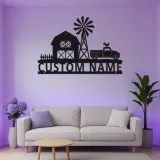 Custom Farmhouse LED Metal Sign | Personalized Barn & Windmill Wall Art | Rustic Family Name Decor for Country Home