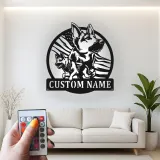 German Shepherd LED Metal Wall Art | Custom American Flag Sign | Patriotic Dog Owner Gift | Personalized Pet Decor