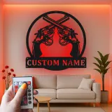 Décoration murale en métal LED personnalisée de revolver - Cadeau unique pour les passionnés d'armes