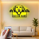 Décoration murale en métal LED personnalisée pour les amoureux des chiens - Golden Retriever