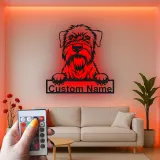 Décoration murale en métal personnalisée avec chien terrier et rétroéclairage LED - Cadeau pour amoureux des animaux