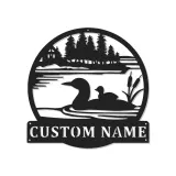 Custom Loon Metal Wall Art | Personalized Lake House LED Sign | Rustic Cabin Decor for Owners
