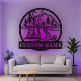 Décoration murale en métal LED personnalisée sur le thème du camping