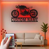 Décoration murale en métal personnalisée Café Racer avec rétroéclairage pour passionnés de moto