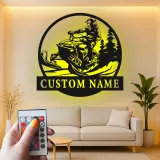 Personalized Snowmobile LED Metal Wall Art | Custom Name Sign for Rider | Winter Sports Decor & Outdoor Enthusiast Gift