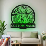 Décoration murale en métal personnalisée Paysage désertique avec rétroéclairage LED Cadeau pour les amoureux de la nature Décor de salon ou de bureau 1