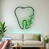 Custom Tooth Led Light Metal Wall Art Personalized Dentist Gift Office Decor for Dental Professionals