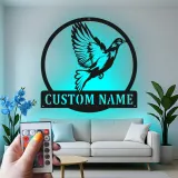 Personalisierte Vogel-Silhouette LED-beleuchtetes Metallschild Geschenk für Naturliebhaber Wohn- oder Garten-Dekor
