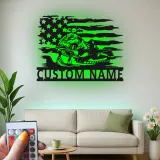 Arte in metallo per jet ski personalizzata | Insegna LED con bandiera americana | Decorazione per acquascooter personalizzata | Regalo per rider per casa al lago e garage