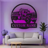 Custom Dump Truck Led Light Metal Wall Art Personalized Gift for Truck Enthusiast Garage or Man Cave Decor