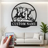Cartel de metal de cabra personalizado con LED | Decoración mural farmhouse personalizada | Decoración rústica de granero y regalo para amantes de las cabras