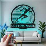 Custom Runner Name Sign | LED Metal Wall Art for Gym & Home | Personalized Track Athlete Gift | Sprint Silhouette Decor
