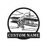 Cartel de metal LED de biplano, regalo de aviación para piloto, decoración de hangar u oficina
