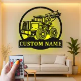 Custom Bulldozer Led Light Metal Wall Art Personalized Gift for Construction Enthusiast Garage or Office Decor 2