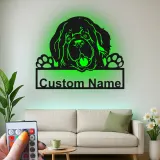 Cartel de metal personalizado con luz LED de perro de Terranova, regalo para padres de mascotas, decoración de salón o entrada