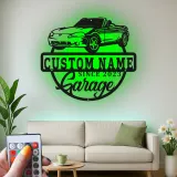 Décoration murale en métal personnalisée avec rétroéclairage LED pour voiture décapotable - Cadeau personnalisé pour les passionnés de voitures