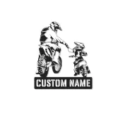 Cartel de Motocicleta Personalizado para Padre e Hijo | Arte de Pared LED para Motocross | Regalo Personalizado para Papá