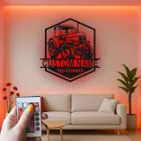 Insegna in metallo LED personalizzata a forma di trattore - Regalo per agricoltori, decorazione rustica per fattoria 2