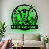 Cartel de cabra personalizado con LED | Arte mural de metal personalizado | Decoración farmhouse para granero o hogar | Regalo para amantes de las cabras
