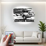 Cartel de metal LED personalizado de autobús escolar, regalo para conductores de autobús, decoración para garaje u oficina