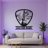 Cartel de metal personalizado de guitarra con LED | Regalo a medida para amantes de la música | Decoración mural para estudio y sala de grupo