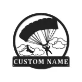 Panneau LED Personnalisé de Parachutiste | Décoration Murale en Métal Personnalisée | Décoration Sportive Aventure | Plaque Nom Rétroéclairée pour Aviateur