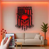 Skull Golfer Metal Wall Art | Personalized American Flag Golf Decor | LED Man Cave Signage for Enthusiasts