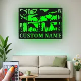 Décoration murale en métal personnalisée avec éclairage LED de forêt de cerfs - Cadeau pour les amoureux de la nature, décoration de chalet ou de pavillon