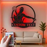Cartel de metal personalizado con luz LED de jugador de voleibol regalo personalizado para atletas decoración de sala de juegos