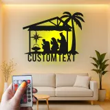 Panneau LED personnalisé de crèche | Art mural en métal pour Noël | Décor religieux de fête | Idée cadeau pour famille chrétienne