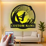 Arte in Metallo LED Personalizzata per Kiteboarding | Insegna con Nome per Kitesurfer | Decorazione per Casa al Mare | Regalo per Amanti dell'Oceano