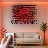 Custom Drone Led Light Metal Wall Art Personalized Gift for Drone Enthusiasts Man Cave or Office Decor