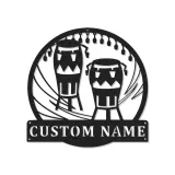 Cartel de metal personalizado con luz LED de bongos para regalo de músico, decoración de sala de música