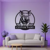 Cartel LED de cerdo personalizado | Arte mural de animal de granja personalizado | Decoración de granero y cocina retroiluminada | Regalo para agricultor