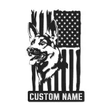 Arte murale LED in metallo con Pastore Tedesco | Insegna personalizzata con nome del cane | Decorazione patriottica con bandiera americana per casa o ufficio