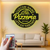Personalized Pizzeria Sign | Custom 3D Metal Wall Art | Retro Restaurant & Kitchen Decor | Backlit LED Logo for Business