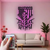 Cartel de metal LED personalizado de barbero con luz, regalo para barberías, decoración de salón para peluqueros