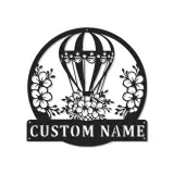 Hot Air Balloon LED Sign | Personalized Metal Wall Art for Nursery | Custom Name & Floral Decor | Baby Shower Gift
