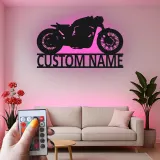 Insegna in metallo LED personalizzata per motociclette - Regalo per motociclisti, decorazione per garage o man cave 4