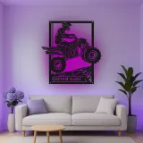 Cartel de metal personalizado con luz LED de conductor de ATV, regalo para entusiastas del off-road, decoración para garaje o man cave