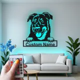 Insegna in metallo LED personalizzata per cani - Regalo per amanti dei cani, decorazione per soggiorno o ingresso