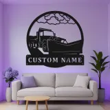 Snow Plow Truck Metal Sign | Custom LED Garage Wall Art | Personalized Gift for Driver | Heavy Duty Vehicle Decor