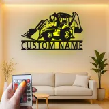 Insegna in metallo LED personalizzata per escavatore - Regalo per lui, decorazione per garage o laboratorio 2