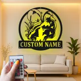 Insegna in metallo personalizzata con luce LED caccia anatre regalo per cacciatori decorazione per man cave o baita 1