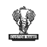 Cartel de metal LED de árbol de elefante personalizado, regalo de vida salvaje, decoración de sala de estar naturaleza