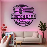 Custom Muscle Car Metal Sign | Personalized LED Garage Decor | Man Cave Wall Art | Gift for Car Enthusiast