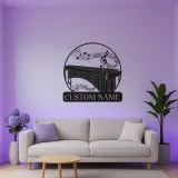 Arte in Metallo Personalizzata per Marimba | Decorazione per Stanza Musicale con Luce LED | Insegna con Nome Personalizzata per Studio